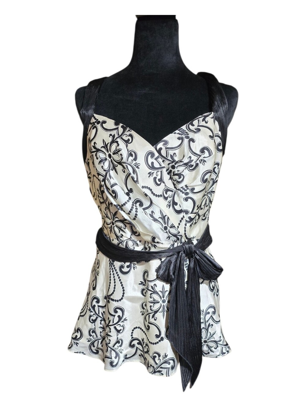 White House Black Market Silk Damask Halter Bustier Top - Size 6